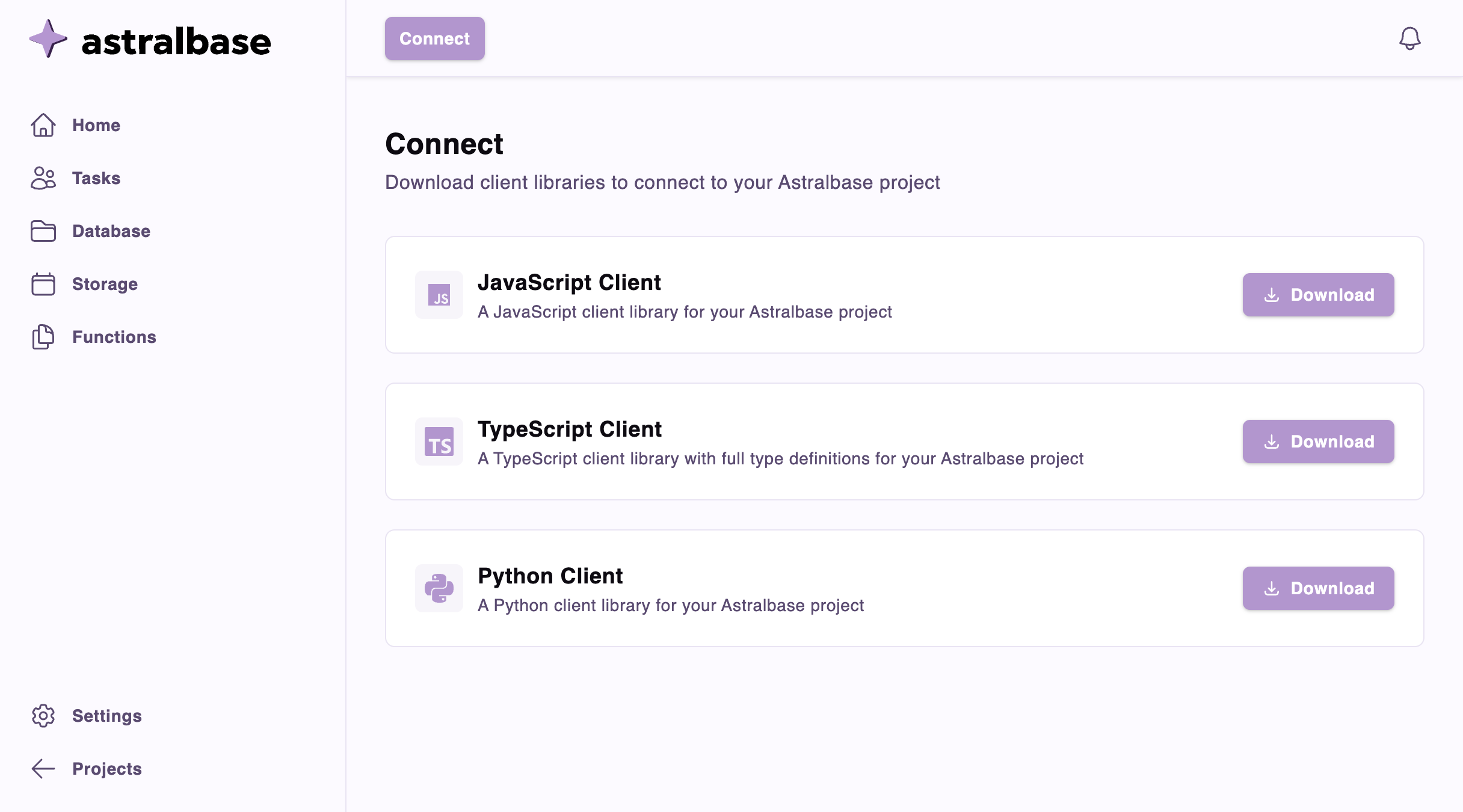 An image of the connect view.