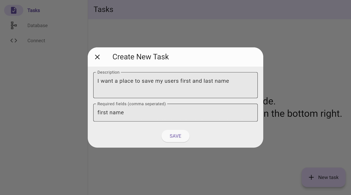 An image of a user creating a task.